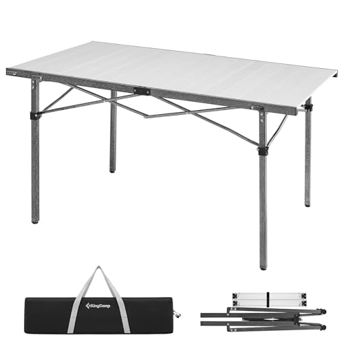 KingCamp Campingtisch Roll-Up Klapptisch Falttisch mit Tragetasche für 4-6 Personen bis 80kg belastbar 107 × 70 × 70 cm KC2133 Silver KingCamp Campingtisch Roll-Up Klapptisch Falttisch mit Tragetasche für 4-6 Personen bis 80kg belastbar 107 × 70 × 70 cm KC2133 Silver von KingCamp