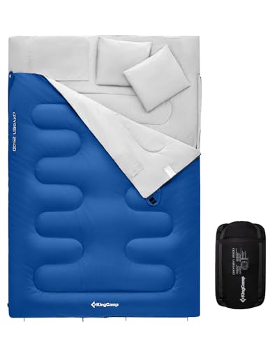 KingCamp Doppelschlafsack Schlafsack Deckenschlafsack Winter Erwachsene mit Kissen für 2 Personen und Tragetasche Angenehme Temperatur für Outdoor Camping, (Blau) KingCamp Doppelschlafsack Schlafsack Deckenschlafsack Winter Erwachsene mit Kissen für 2 Personen und Tragetasche Angenehme Temperatur für Outdoor Camping, (Blau) von KingCamp