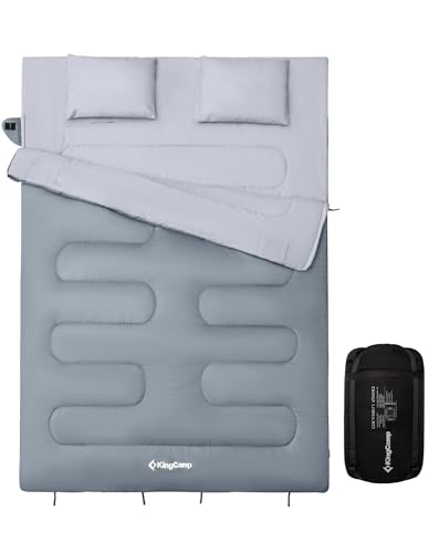 KingCamp Doppelschlafsack Schlafsack Deckenschlafsack Winter Erwachsene mit Kissen für 2 Personen und Tragetasche Angenehme Temperatur für Outdoor Camping, (Grau) KingCamp Doppelschlafsack Schlafsack Deckenschlafsack Winter Erwachsene mit Kissen für 2 Personen und Tragetasche Angenehme Temperatur für Outdoor Camping, (Grau) von KingCamp