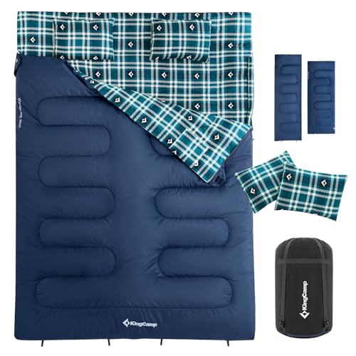 KingCamp Doppelschlafsack Winter Schlafsack 2 Personen Outdoor Warmer Deckenschlafsack Tragbar Leicht 3-4 Jahreszeiten mit 2 Flanell Kissen Camping Schlafsack für Kinder & Erwachsenen 4kg Blau KingCamp Doppelschlafsack Winter Schlafsack 2 Personen Outdoor Warmer Deckenschlafsack Tragbar Leicht 3-4 Jahreszeiten mit 2 Flanell Kissen Camping Schlafsack für Kinder & Erwachsenen 4kg Blau von KingCamp