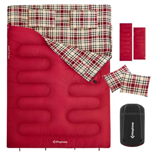 KingCamp Doppelschlafsack Winter Schlafsack 2 Personen Outdoor Warmer Deckenschlafsack Tragbar Leicht 3-4 Jahreszeiten mit 2 Flanell Kissen Camping Schlafsack für Kinder & Erwachsenen 4kg Rot KingCamp Doppelschlafsack Winter Schlafsack 2 Personen Outdoor Warmer Deckenschlafsack Tragbar Leicht 3-4 Jahreszeiten mit 2 Flanell Kissen Camping Schlafsack für Kinder & Erwachsenen 4kg Rot von KingCamp