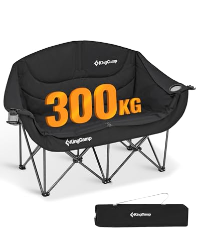 KingCamp Campingstuhl Faltbar für 2 Personen, Camping Sofa Couch Klappbar 2 Sitzer, Doppelter Klappstuhl Camping mit Armlehne, Gartenstuhl Gepolstert Hochlehner für Outdoor Balkon, 300 kg Schwarz KingCamp Campingstuhl Faltbar für 2 Personen, Camping Sofa Couch Klappbar 2 Sitzer, Doppelter Klappstuhl Camping mit Armlehne, Gartenstuhl Gepolstert Hochlehner für Outdoor Balkon, 300 kg Schwarz von KingCamp