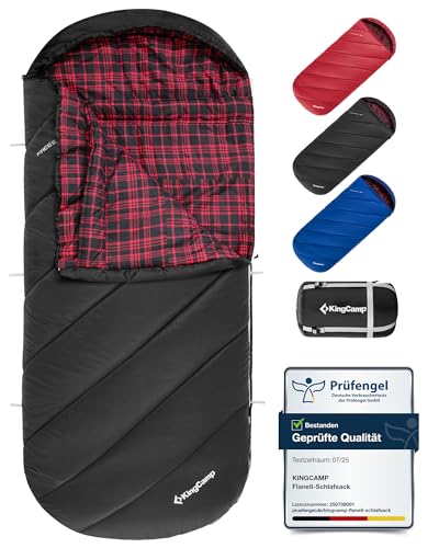 KingCamp Schlafsack Winter, Campingschlafsack Warmer Deckenschlafsack XXL Übergröße für Erwachsene Outdoor Rucksackreisen, Wandern, leicht für drinnen und draußen 3-4 Jahreszeiten, (Schwarz) von KingCamp