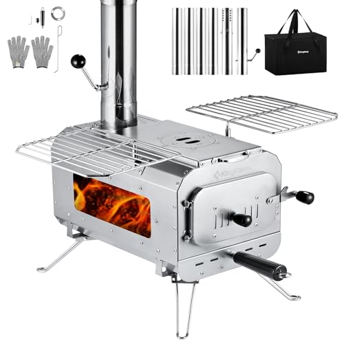KingCamp Gartenofen Zeltofen Tragbarer Holzofen klappbarem Design, Edelstahl Holzkocher mit Hitzebeständigem Glas, Ideal für Camping im Zelt, Outdoor-Kochen und Gartenaktivitäten, L54 * B71 * H270 cm KingCamp Gartenofen Zeltofen Tragbarer Holzofen klappbarem Design, Edelstahl Holzkocher mit Hitzebeständigem Glas, Ideal für Camping im Zelt, Outdoor-Kochen und Gartenaktivitäten, L54 * B71 * H270 cm von KingCamp