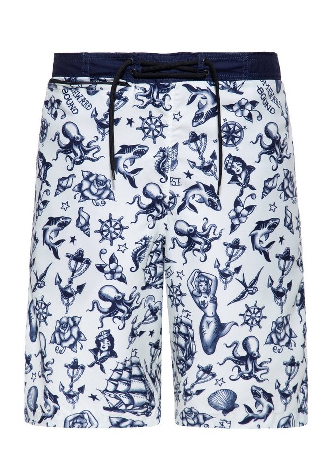 KingKerosin Badeshorts Oldschool Tattoo im Allover-Print-Design KingKerosin Badeshorts Oldschool Tattoo im Allover-Print-Design von KingKerosin