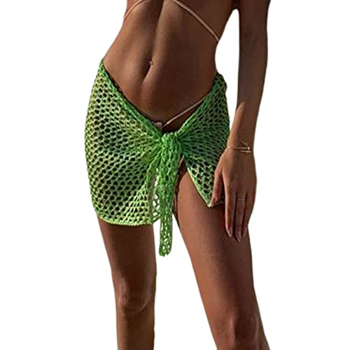 Kingke Damen-Bademode, Netz-Badeanzug, Strand-Sarong-Pareo-Bikini, Badeanzug, kurzer Wickelrock von Kingke