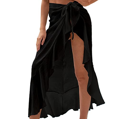 Kingke Sarong-Swimsuit für Damen, leicht, lang, Strandband, Wickelrock, durchsichtiger Schal, Badeanzug-Unterteil von Kingke