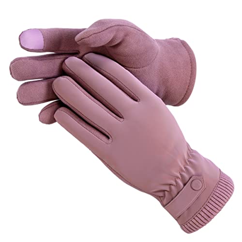 Kingmate Thermo Handschuhe Damen Winter Outdoor Fahrradhandschuhe, Warm Fleece in den Laufhandschuhe mit Touchscreen-Funktion, Farbe: Violett von Kingmate