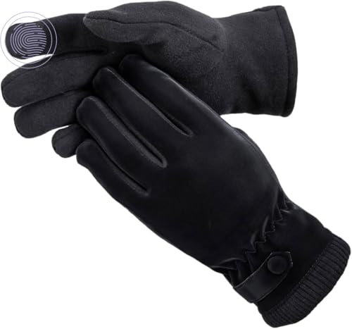 Kingmate Thermo Handschuhe Damen Winter Outdoor Fahrradhandschuhe, Warm Fleece in den Laufhandschuhe mit Touchscreen-Funktion, Farbe: Schwarz von Kingmate