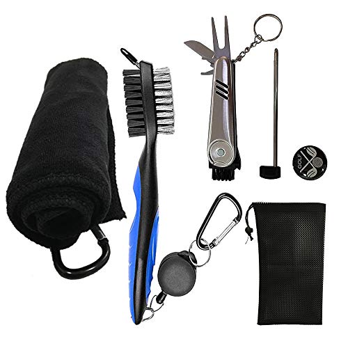 Kingrun Golfzubehör, Golf Reinigungswerkzeug Kit, Einschließlich Golftuch, Golfbürste, Multifunktionaler Golfmesser-Ballmarker, Geeignet zum Reinigen von Golfausrüstung Kingrun Golfzubehör, Golf Reinigungswerkzeug Kit, Einschließlich Golftuch, Golfbürste, Multifunktionaler Golfmesser-Ballmarker, Geeignet zum Reinigen von Golfausrüstung von Kingrun