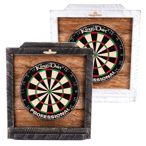 Kings Dart Dartboard Surround Holz | Massives Kiefernholz in Vintage Optik | Optische Einfassung für Dartboard | Wandsschutz | Dartpfeilhalter für 6 Pfeile von Kings Dart