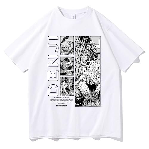 Kinsea T-Shirt Unisexe, Chainsaw Man DENJI Tshirt Für Damen/Herren, Manga Shirts, Kurzarm T-Shirt mit Rundhalsausschnitt-Black||S Kinsea T-Shirt Unisexe, Chainsaw Man DENJI Tshirt Für Damen/Herren, Manga Shirts, Kurzarm T-Shirt mit Rundhalsausschnitt-Black||S von Kinsea