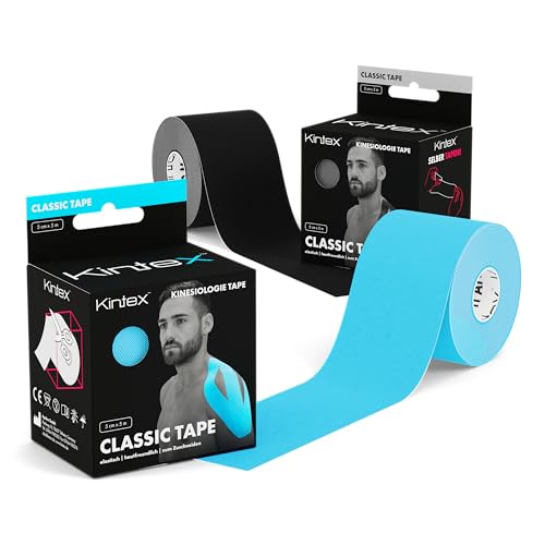 Kintex 2 Rollen Kinesiologie Tape Classic, 5 cm x 5 m, hautfreundliches & wasserfestes Kinesiologie Tape, Physio Tape, Medizinisches Tape (Gemischt) von Kintex