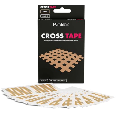 Kintex Cross Tape, ABC, 3 Farben und 3 Größen, Cross Tapes, Akupunkturpflaster, Gittertape, Tape Pflaster, Kinesiologie Tape, Crosstapes, C (44 mm x 52 mm) von Kintex