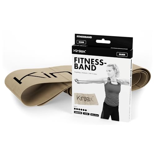 Kintex Fitnessband, 2,5 m x 15 cm, Gymnastikband, 7 Stärken, 100% Latex, transportables Trainingsband (Silber) Kintex Fitnessband, 2,5 m x 15 cm, Gymnastikband, 7 Stärken, 100% Latex, transportables Trainingsband (Silber) von Kintex