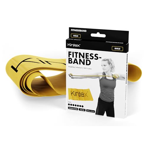 Kintex Fitnessband, 2,5 m x 15 cm, Gymnastikband in 7 Stärken, 100% Latex, transportables Trainingsband (Gold) Kintex Fitnessband, 2,5 m x 15 cm, Gymnastikband in 7 Stärken, 100% Latex, transportables Trainingsband (Gold) von Kintex