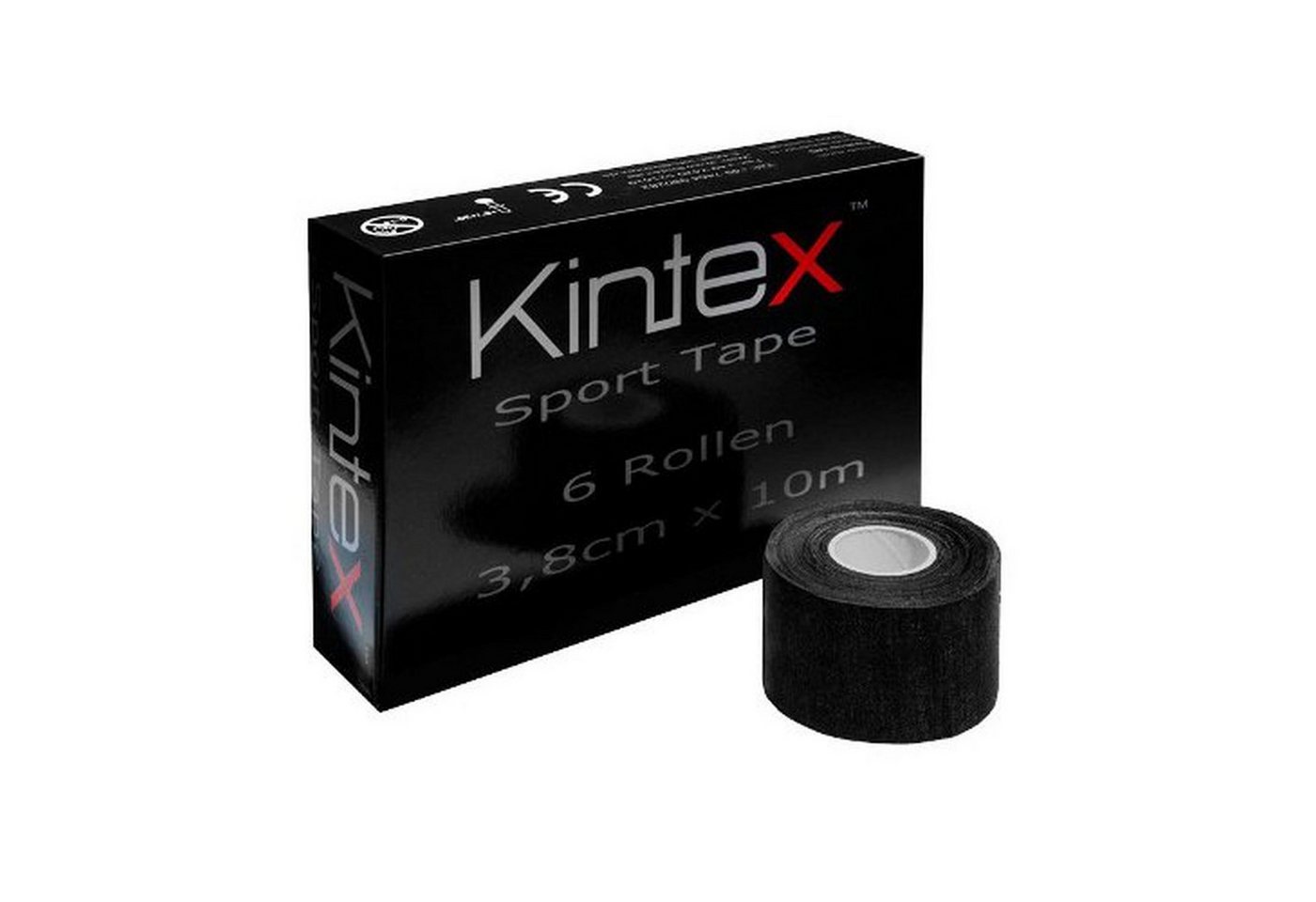 Kintex Kinesiologie-Tape 6er Box Sport Tape 3,8cm x 10m schwarz von Kintex