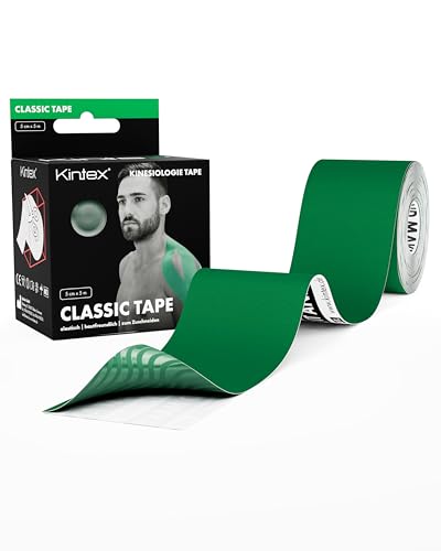 Kintex Kinesiologie Tape Classic, 5 cm x 5 m, hautfreundliches & wasserfestes Kinesiologie Tape, Physio Tape, Medizinisches Tape, für Sport & Physiotherapie (Grün) von Kintex