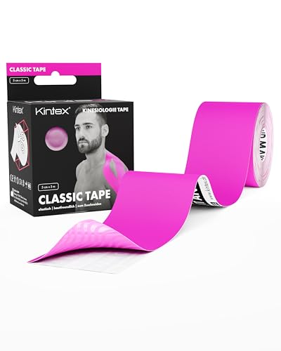 Kintex Kinesiologie Tape Classic, 5 cm x 5 m, hautfreundliches & wasserfestes Kinesiologie Tape, Physio Tape, Medizinisches Tape, für Sport & Physiotherapie (Pink) von Kintex