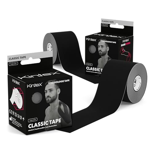 Kintex 2 Rollen Kinesiologie Tape Classic, 5cm x 5m, hautfreundliches & wasserfestes Kinesiologie Tape, Physio Tape, Medizinisches Tape von Kintex