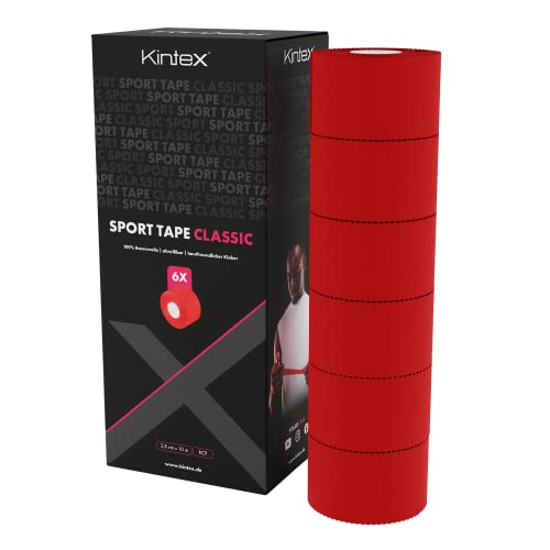 Kintex 6 Rollen Sporttape, 3,8 cm x 10 m, unelastisch, starres Tape, zur Fixierung und Stabilisierung von Gelenken, Fingertape, Tapeverband, hautfreundlich, reißbar (Rot) Kintex 6 Rollen Sporttape, 3,8 cm x 10 m, unelastisch, starres Tape, zur Fixierung und Stabilisierung von Gelenken, Fingertape, Tapeverband, hautfreundlich, reißbar (Rot) von Kintex