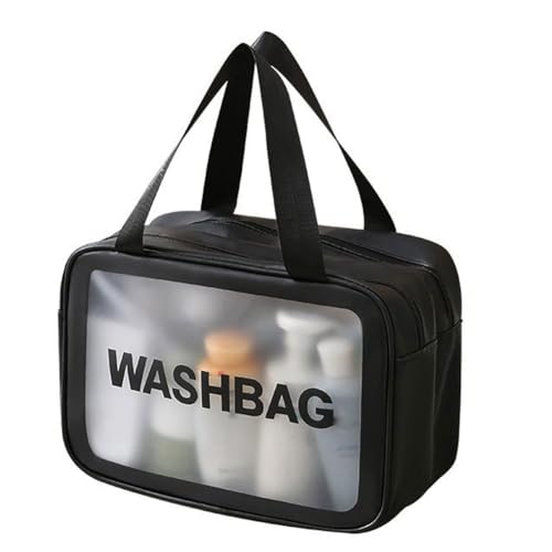 Kioball 1 x matte transparente Tasche für Toilettenartikel mit praktischem , Make-up, Kosmetik, Organizer, Tasche mit Nass- und Trockentrennung, Schwarz von Kioball