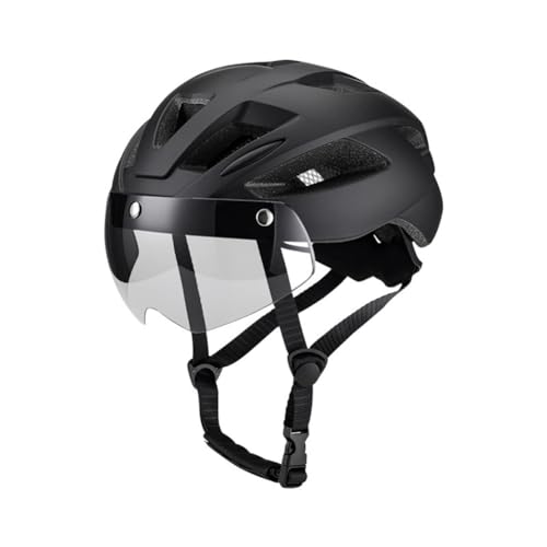 Kioball Fahrradhelm für Erwachsene, Leichtes Microshell, Herren Damen, Empfohlene Passformanpassung mit Windschutzscheiben-Passform 57-62 cm für Radfahren, Schwarz von Kioball