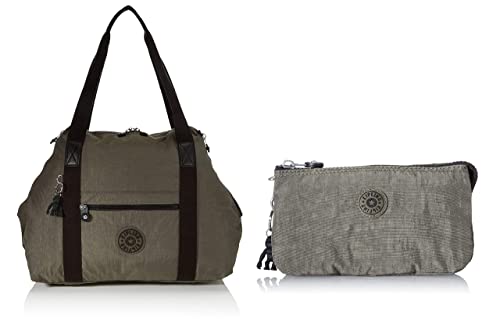 Kipling Tote Art M, 32x56x20 cm (LxWxH), Grün Moss + Kipling Womens Creativity L Pouches/Cases, Grün Moss, 4x18.5x11 cm von Kipling