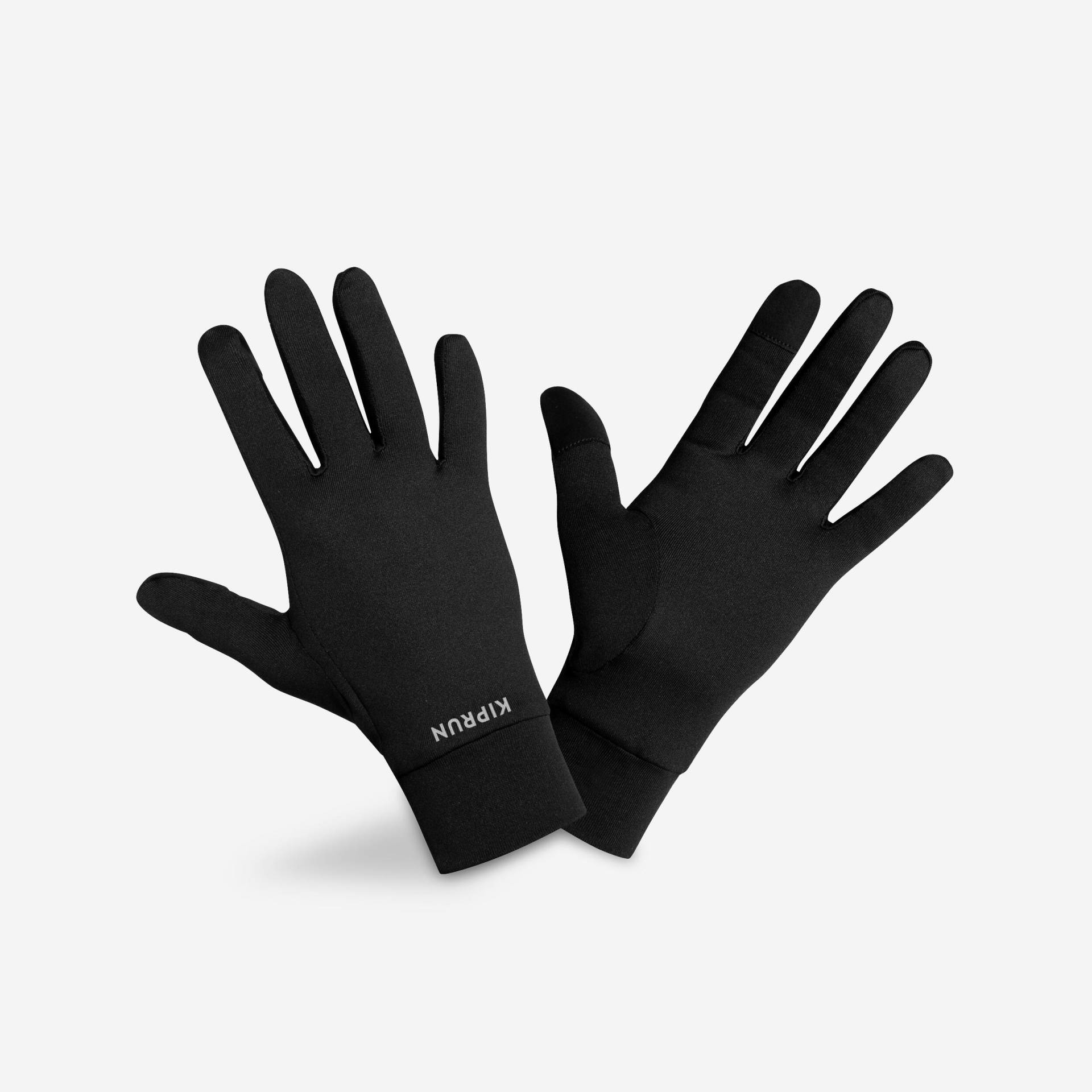 Lauf-Handschuhe Touchscreen-Funktion warm - Run 100 V2 schwarz von Kiprun