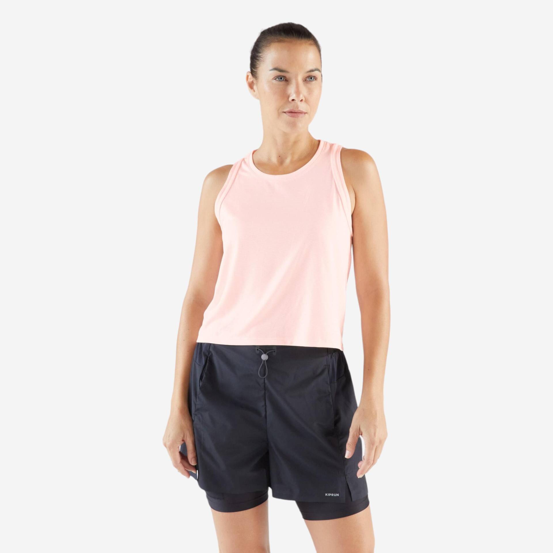 Lauf-Tanktop kurz Damen atmungsaktiv - Run 500 rosa von Kiprun