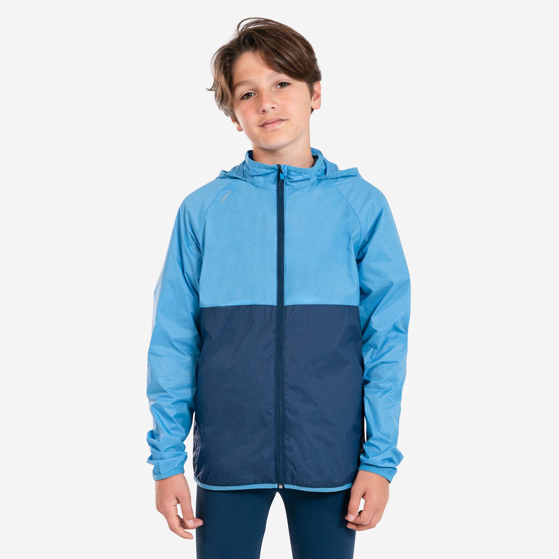 Laufjacke Kinder ultraleicht winddicht - Run Wind zweifarbig blau von Kiprun