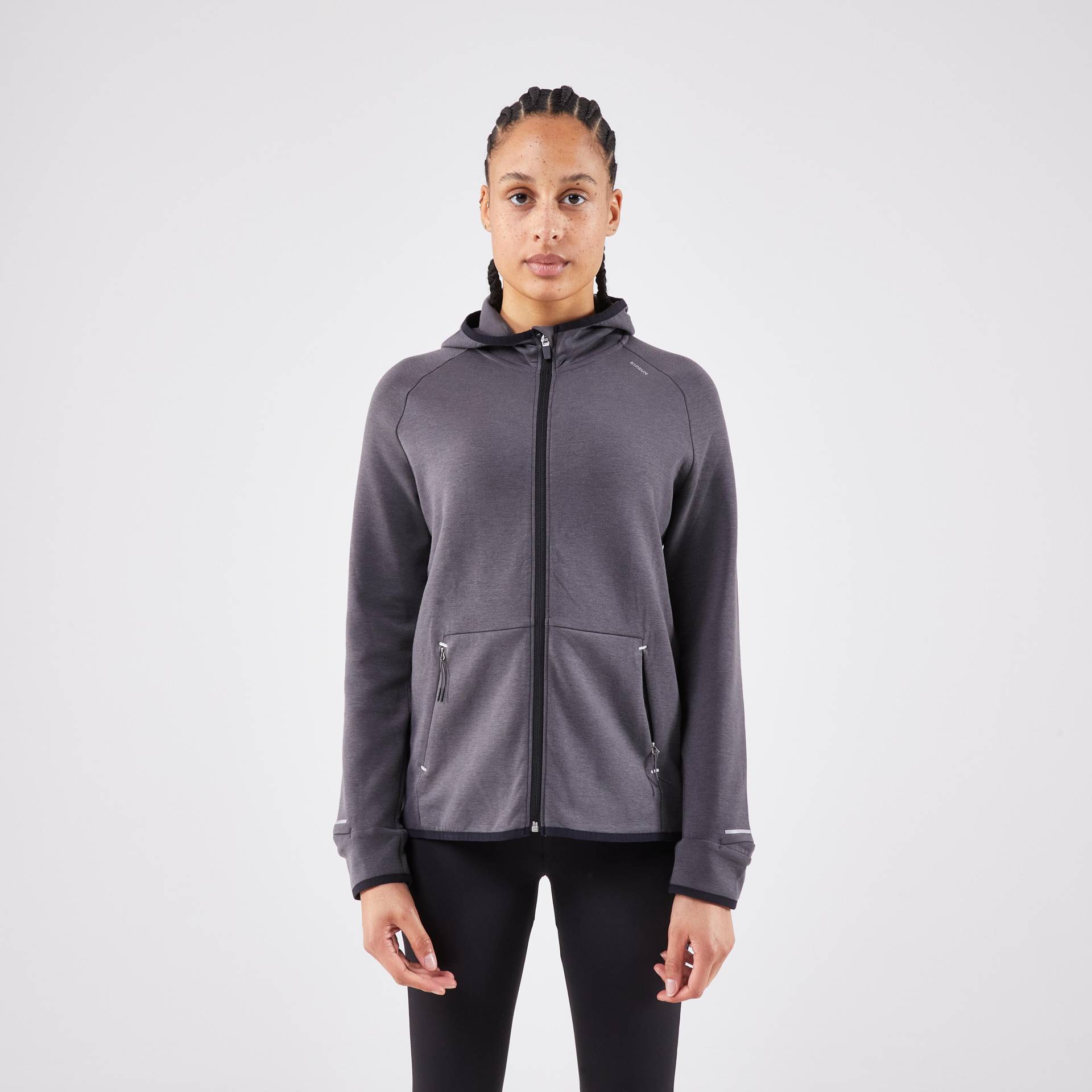 Laufjacke Damen warm - Run 500 Warm dunkelgrau von Kiprun