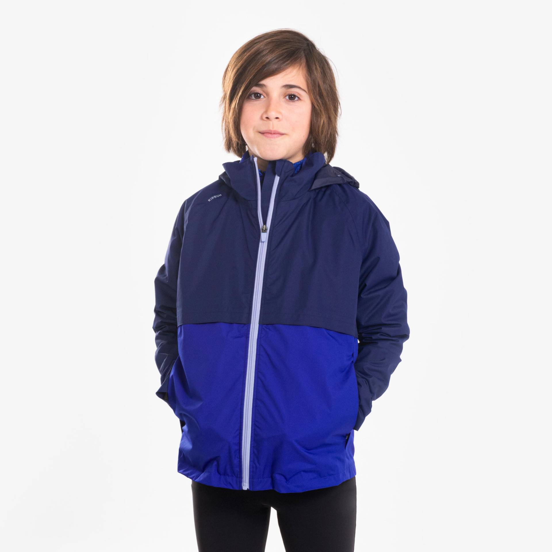 Laufjacke Kinder 3-in-1 wasserdicht herausnehmbare Innenjacke - blau von Kiprun