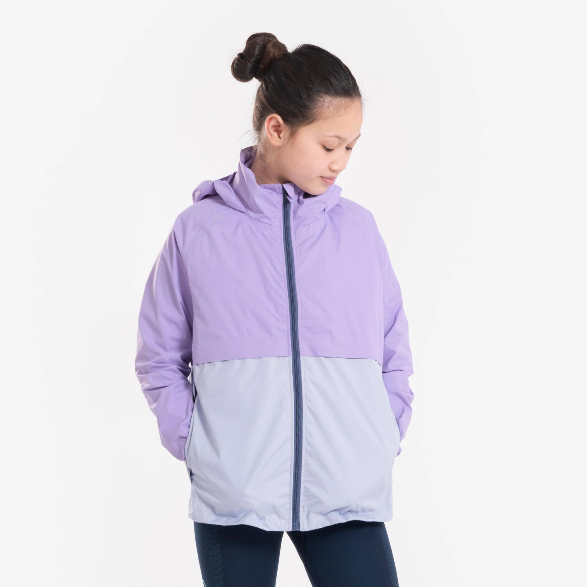 Laufjacke Kinder 3-in-1 wasserdicht herausnehmbare Innenjacke - lila von Kiprun