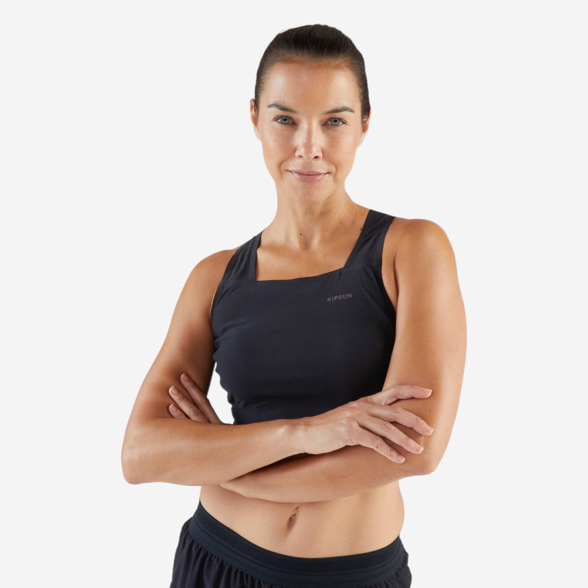 Laufshirt Crop Top Damen leicht - Race Crop Light 900 Méline Rollin schwarz Laufshirt Crop Top Damen leicht - Race Crop Light 900 Méline Rollin schwarz von Kiprun