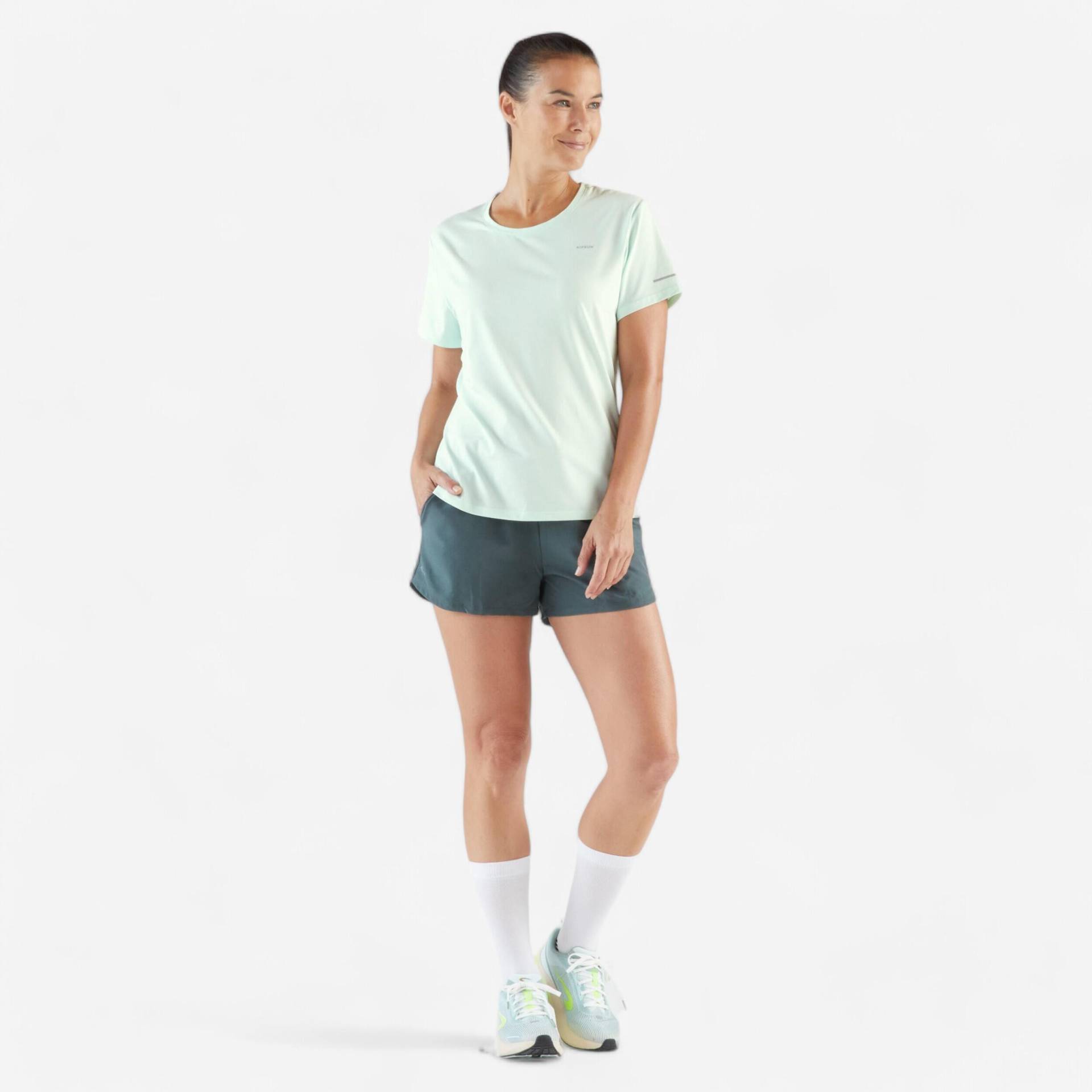 Laufshirt kurzarm Damen atmungsaktiv - Run 500 Dry blau/grün von Kiprun