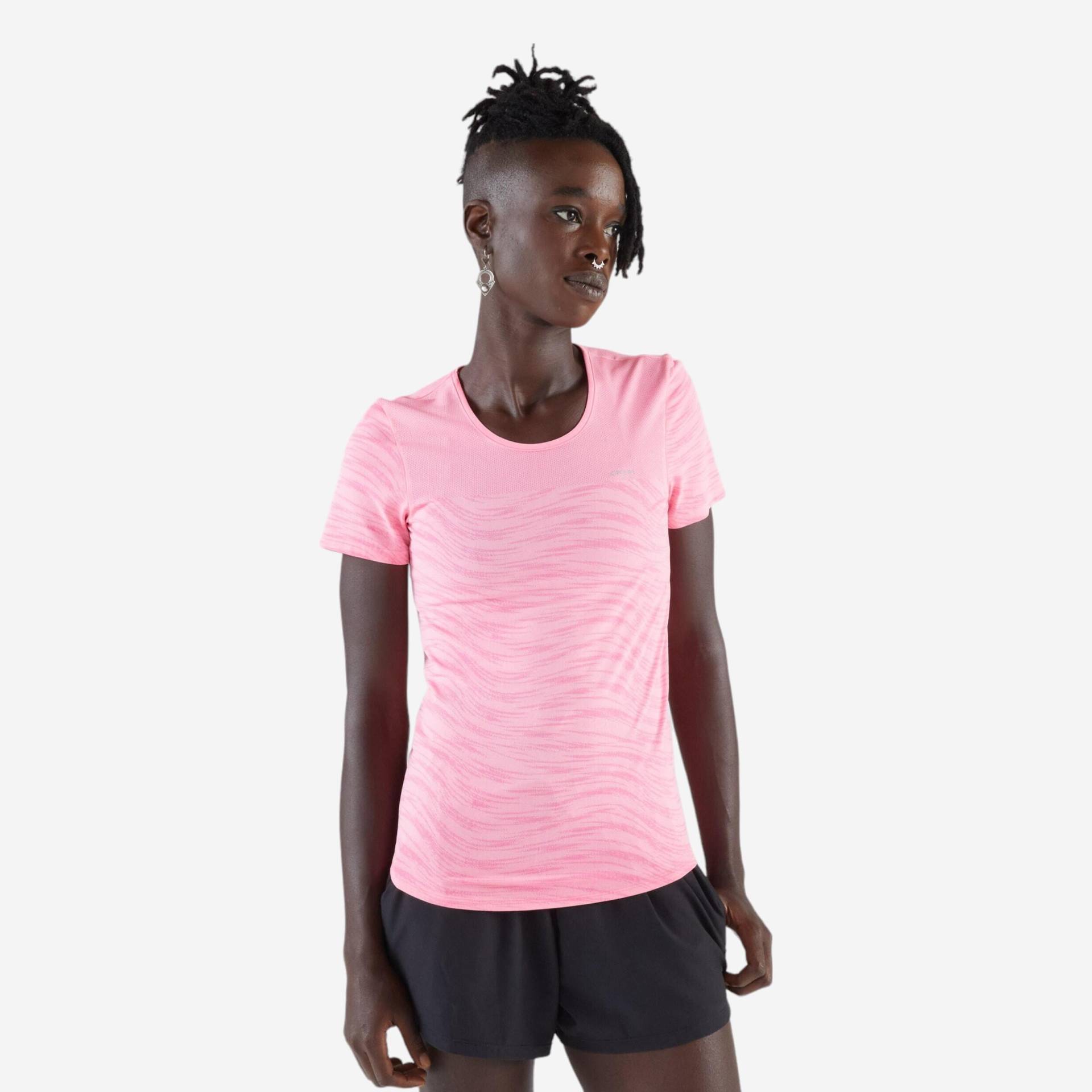 Laufshirt kurzarm Damen nahtlos - Run 500 Comfort rosa Laufshirt kurzarm Damen nahtlos - Run 500 Comfort rosa von Kiprun