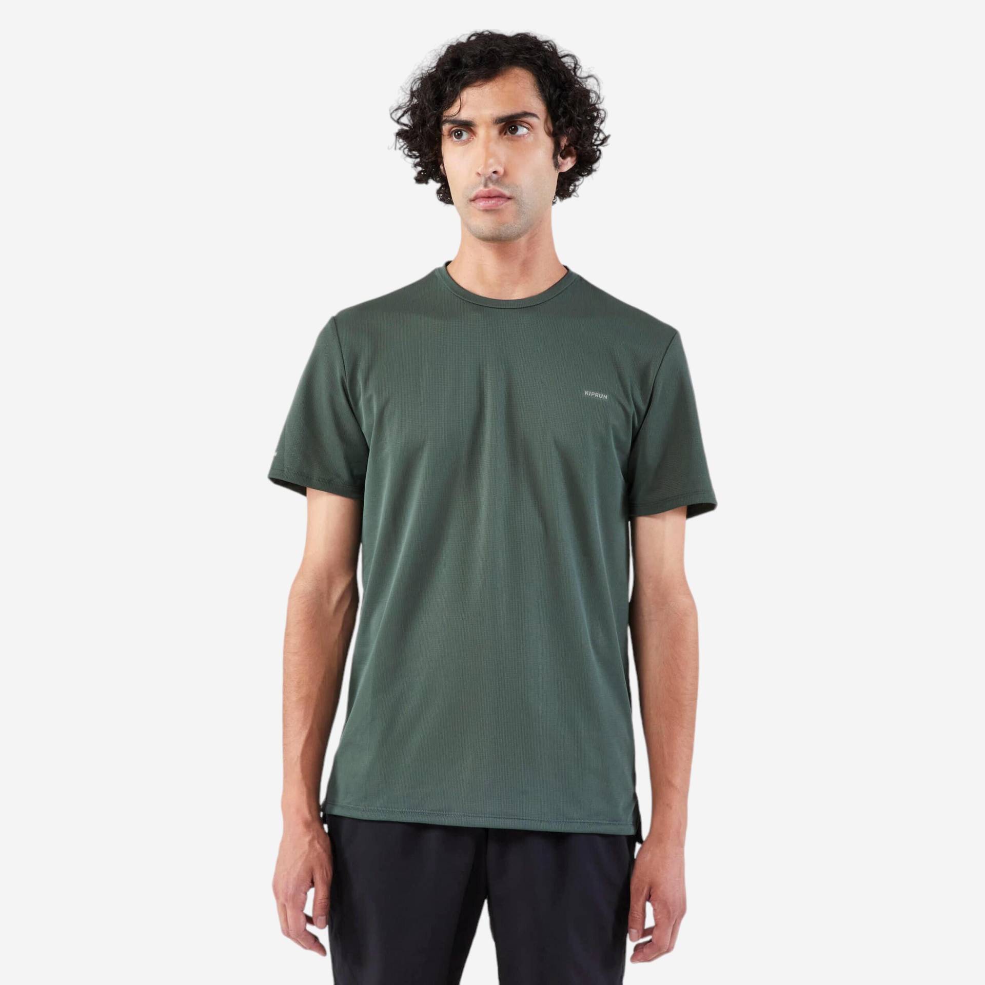 Laufshirt kurzarm Herren atmungsaktiv - Run 500 Dry dunkelgrün Laufshirt kurzarm Herren atmungsaktiv - Run 500 Dry dunkelgrün von Kiprun