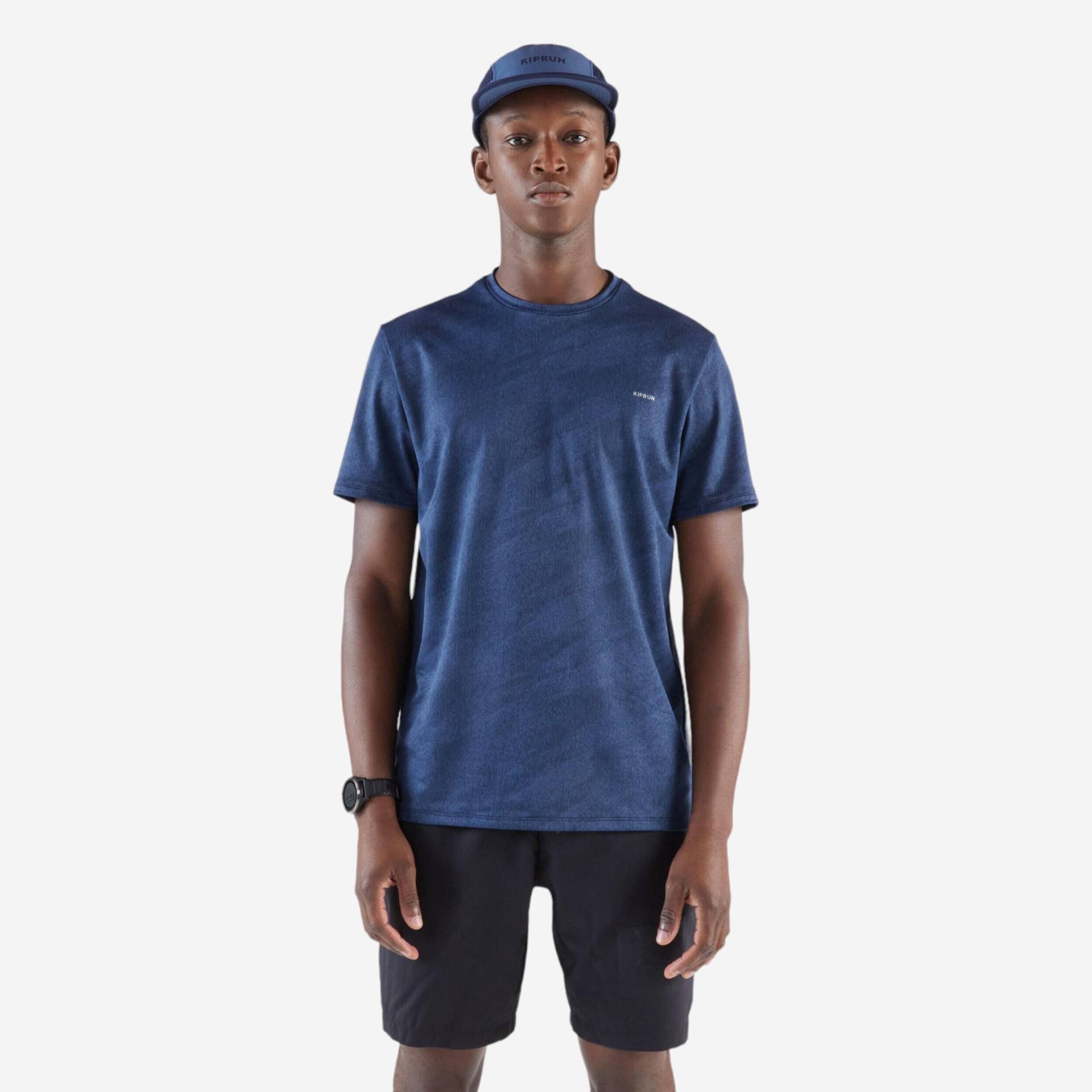 Laufshirt kurzarm Herren atmungsaktiv - Run 500 blau/schwarz Laufshirt kurzarm Herren atmungsaktiv - Run 500 blau/schwarz von Kiprun