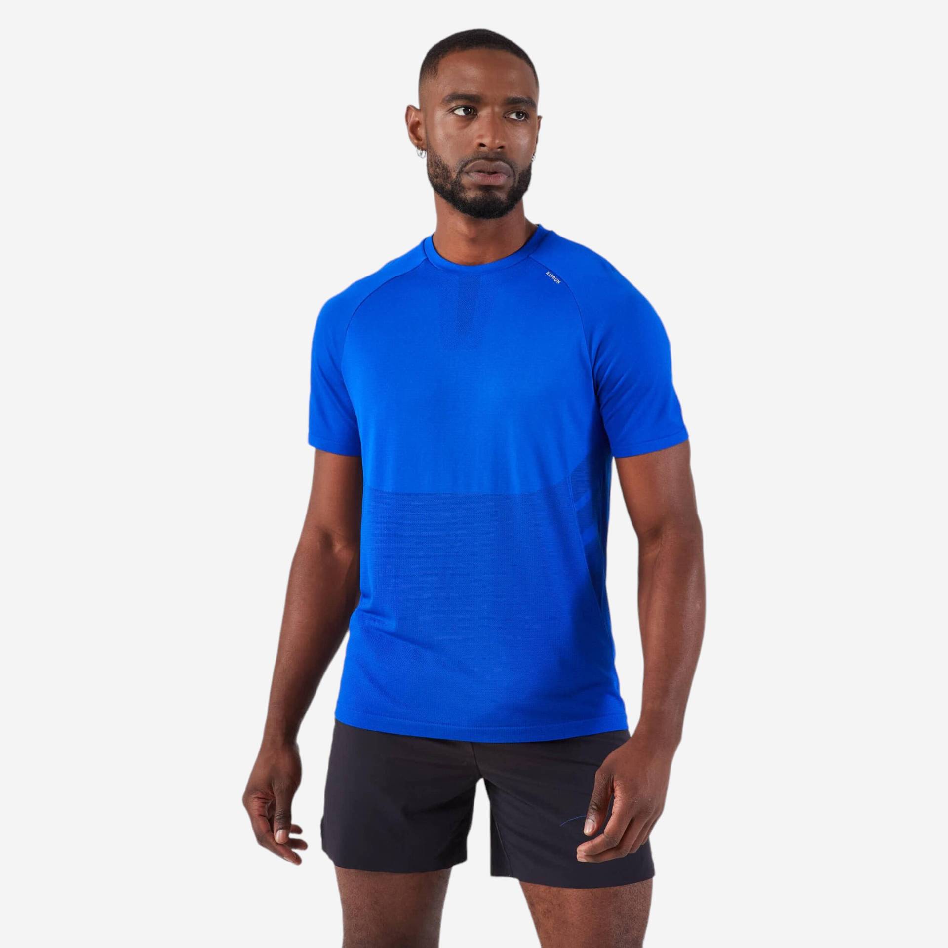 Laufshirt kurzarm Herren seamless - Run 500 Komfort blau von Kiprun