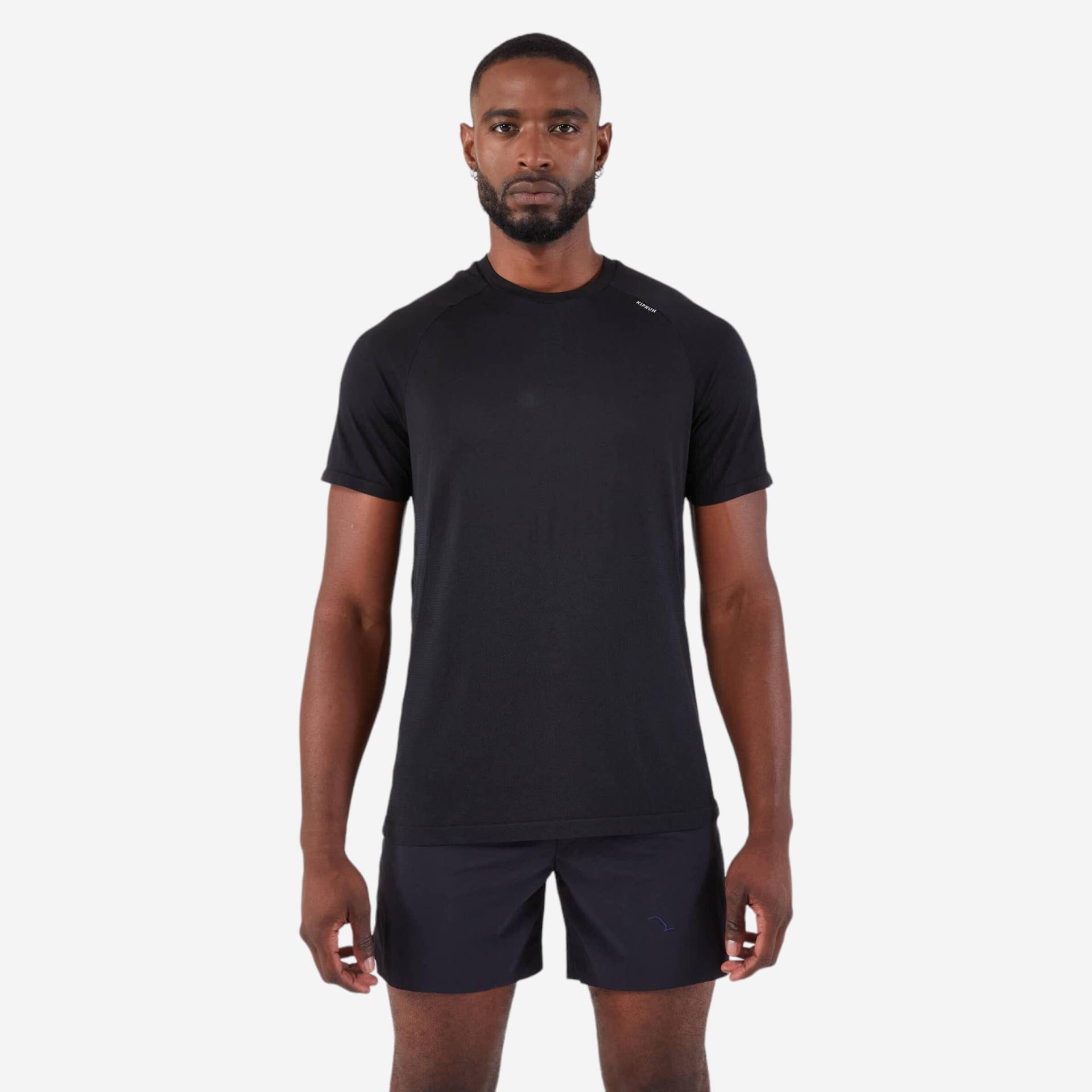 Laufshirt kurzarm Herren seamless - Run 500 Komfort schwarz Laufshirt kurzarm Herren seamless - Run 500 Komfort schwarz von Kiprun