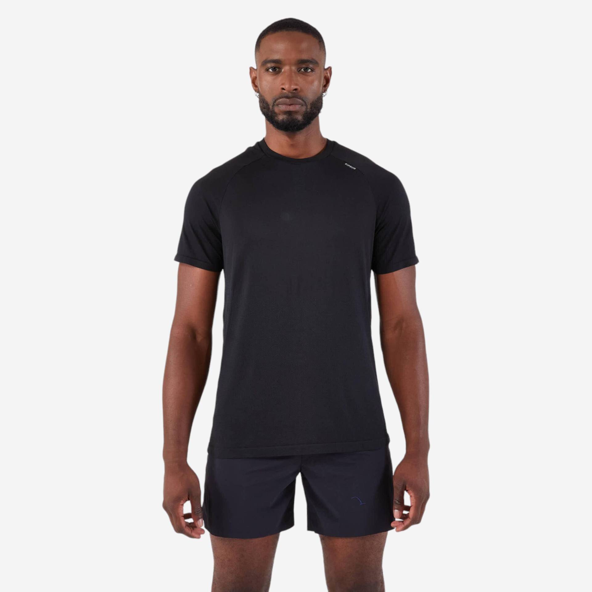 Laufshirt kurzarm Herren seamless - Run 500 Komfort schwarz von Kiprun