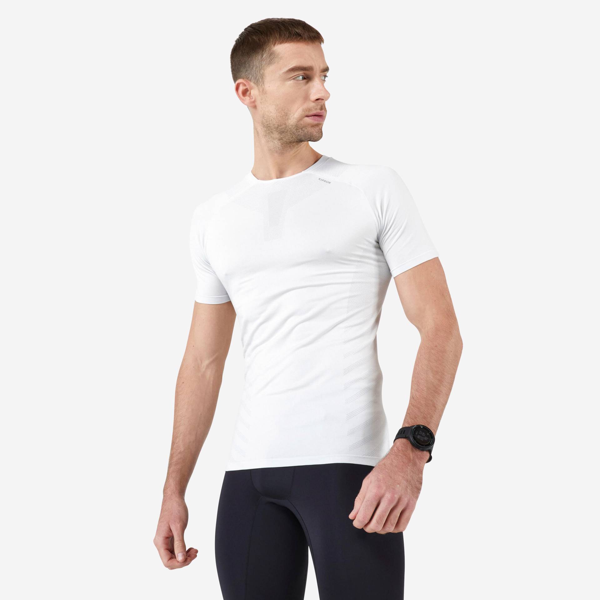 Laufshirt kurzarm atmungsaktiv Kiprun Skincare Herren weiss von Kiprun