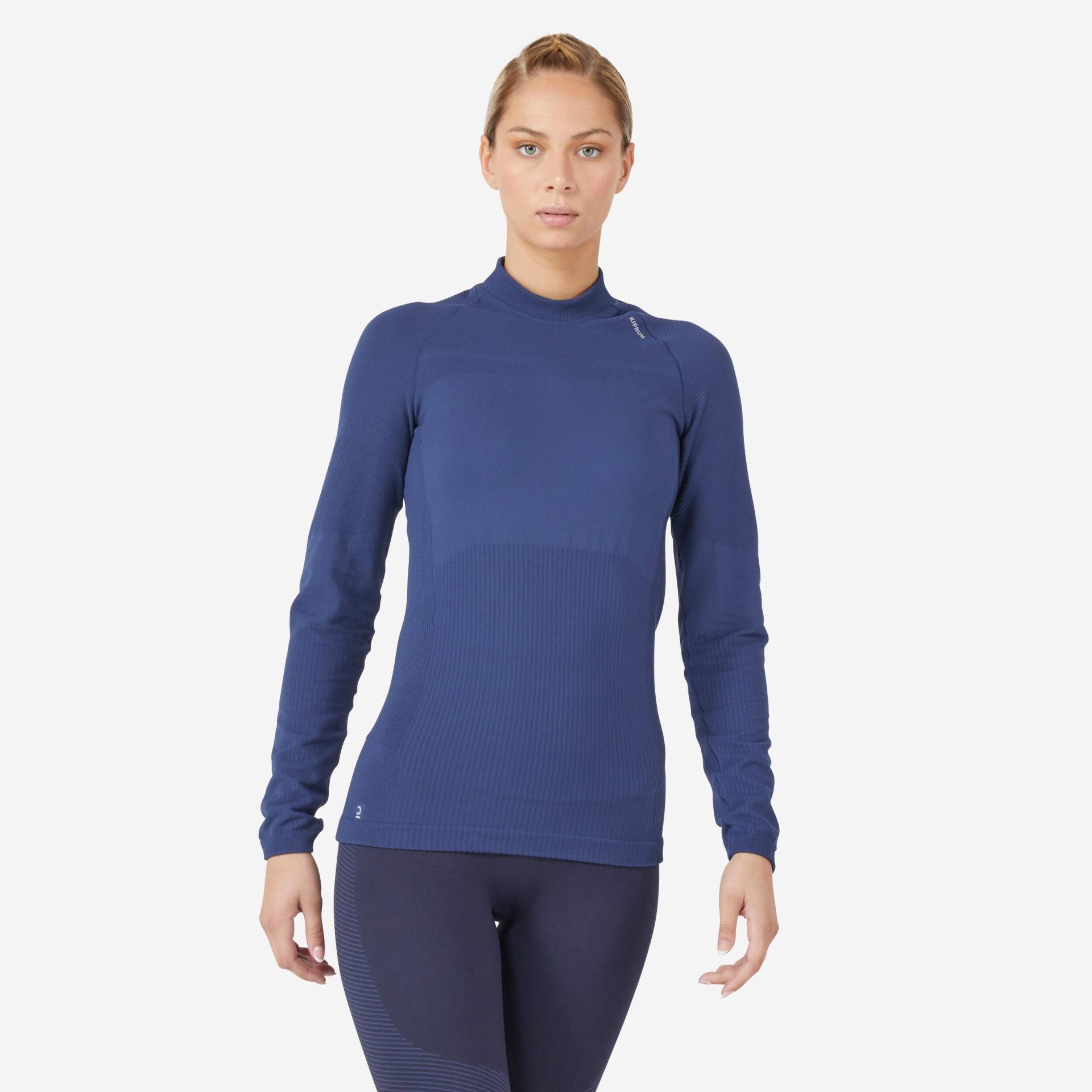 Laufshirt langarm Damen seamless Kiprun Skincare blau von Kiprun