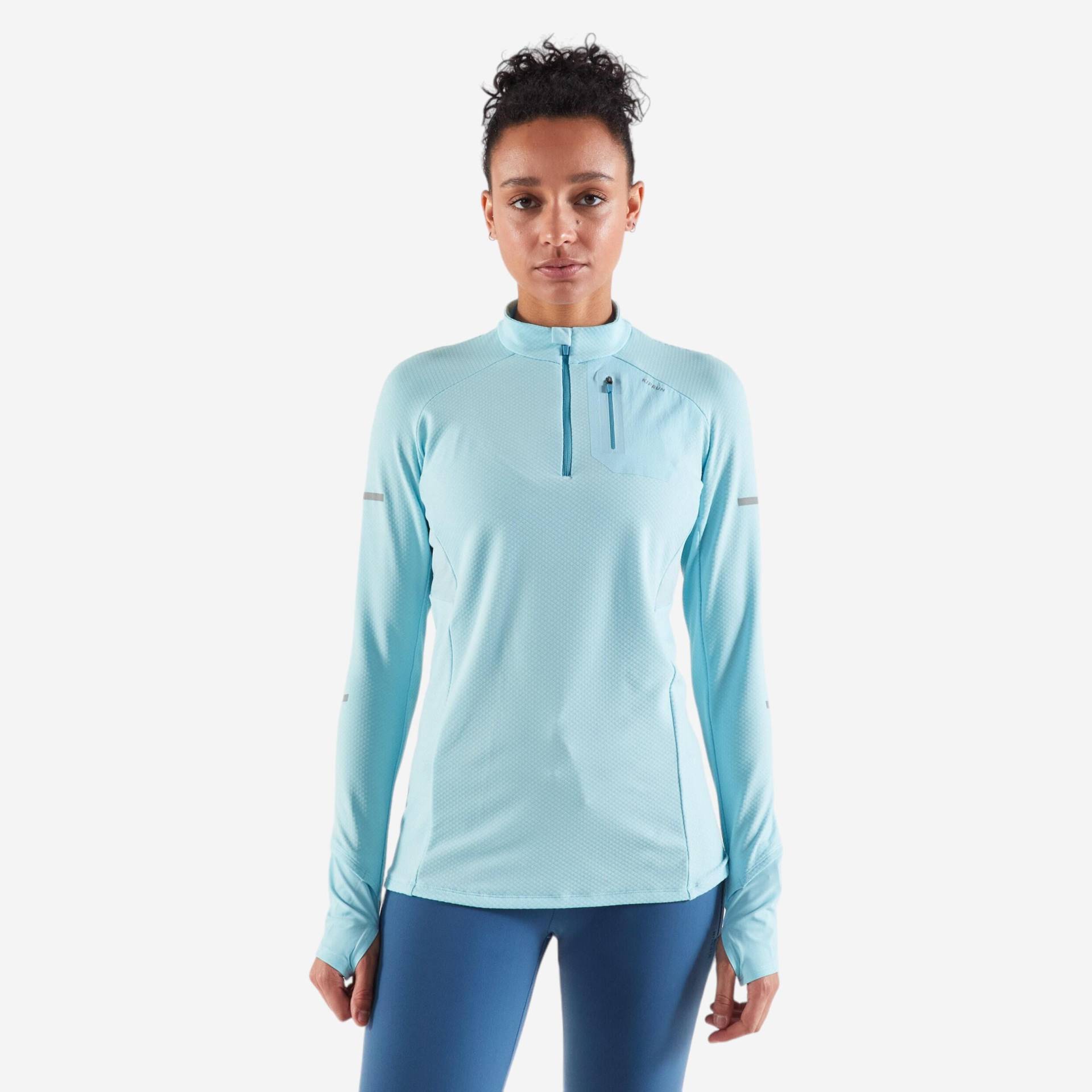 Laufshirt langarm Damen warm leicht - blau von Kiprun