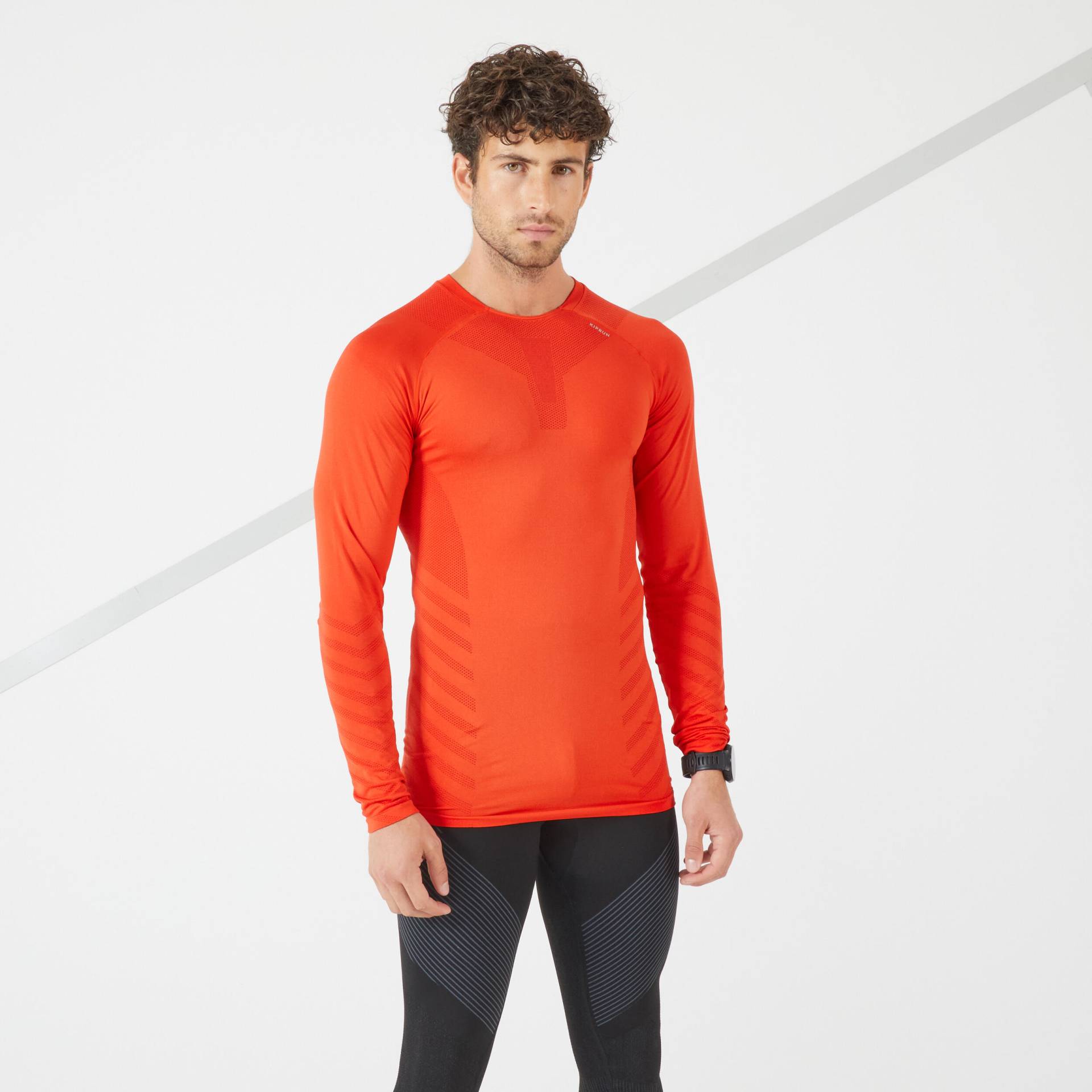 Laufshirt langarm Herren Winter limitierte Auflage - Kiprun Skincare rot von Kiprun