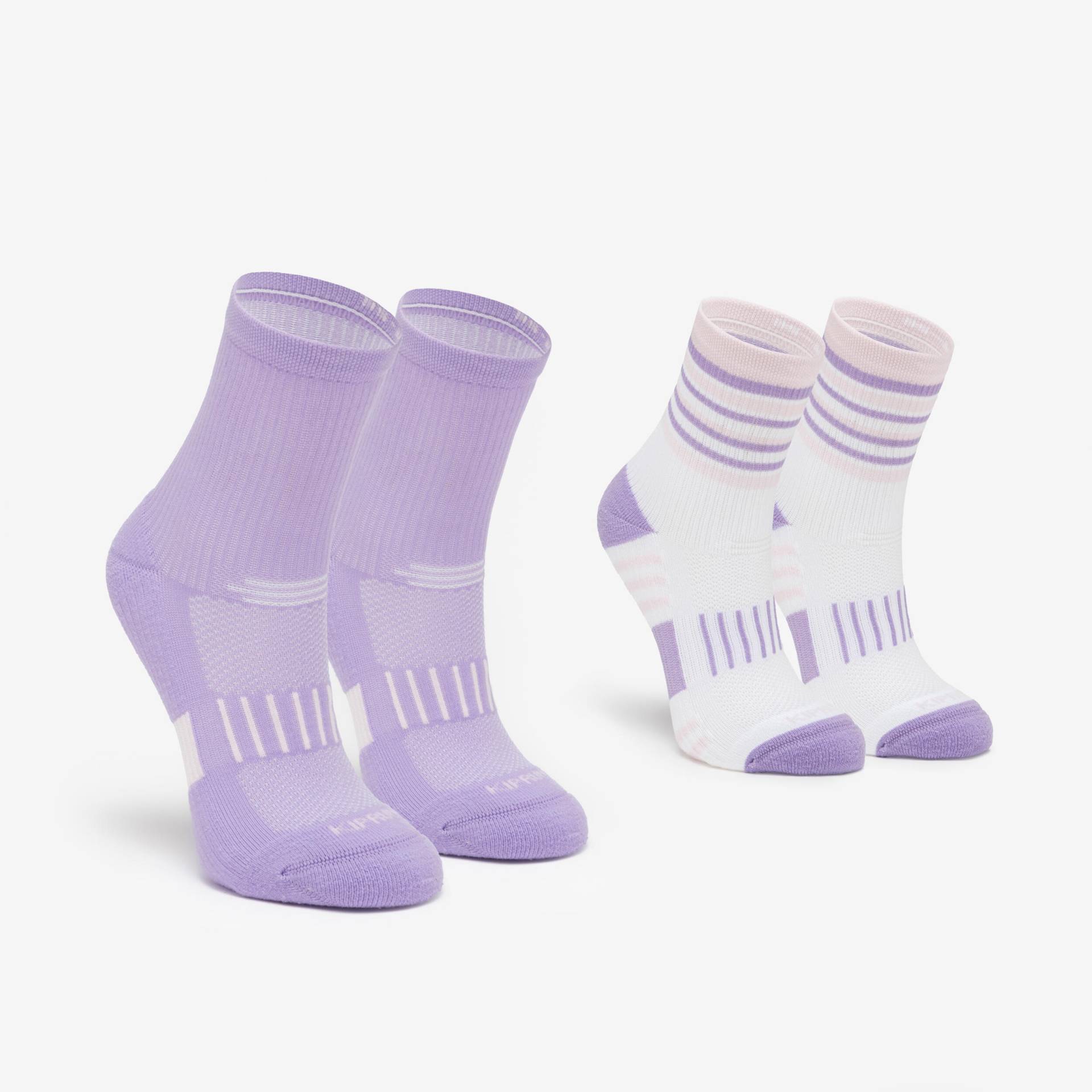 Laufsocken Kinder Mid 2er-Pack - 500 Comfort lila gestreift Laufsocken Kinder Mid 2er-Pack - 500 Comfort lila gestreift von Kiprun