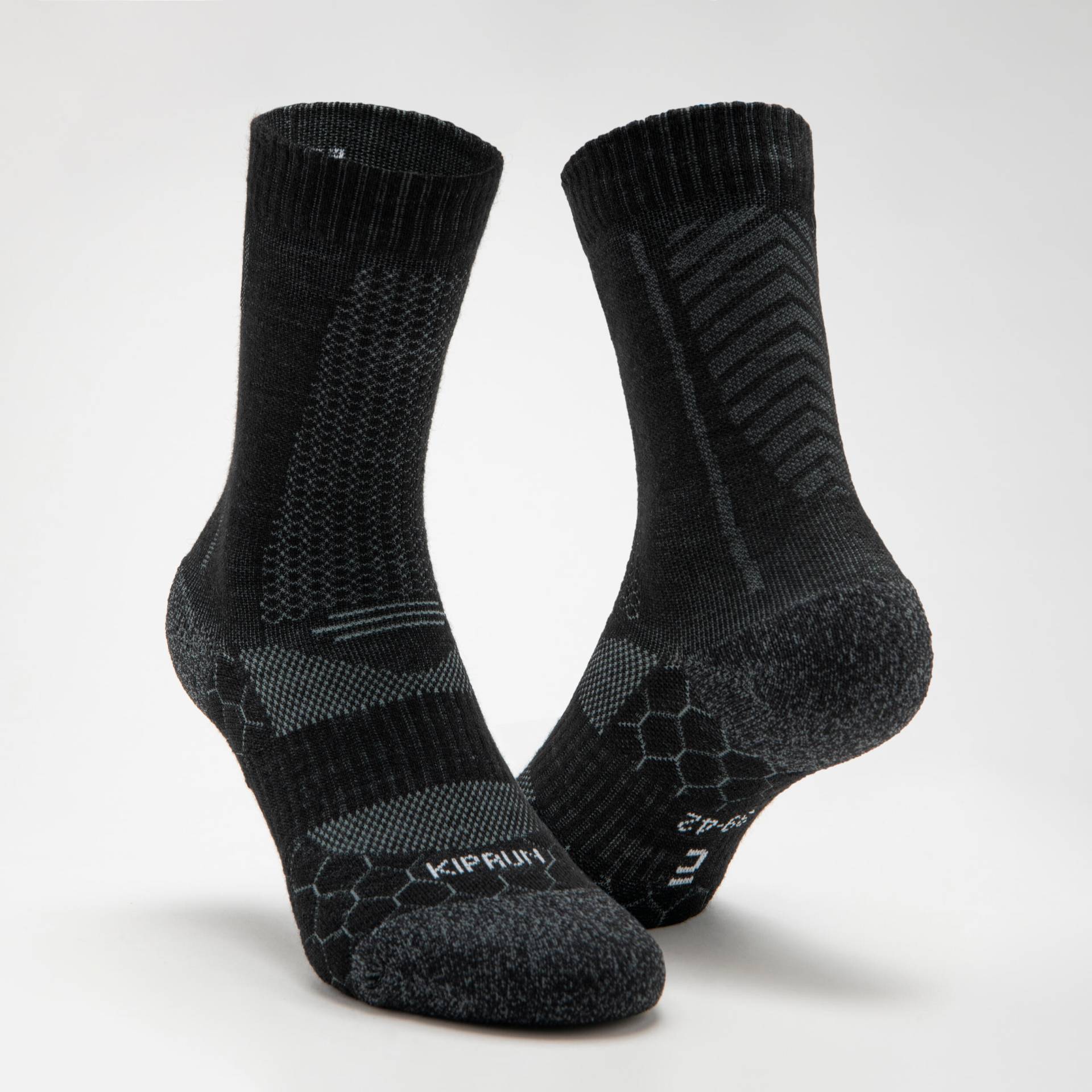 Laufsocken Mid Merinowolle Run 900 schwarz von Kiprun