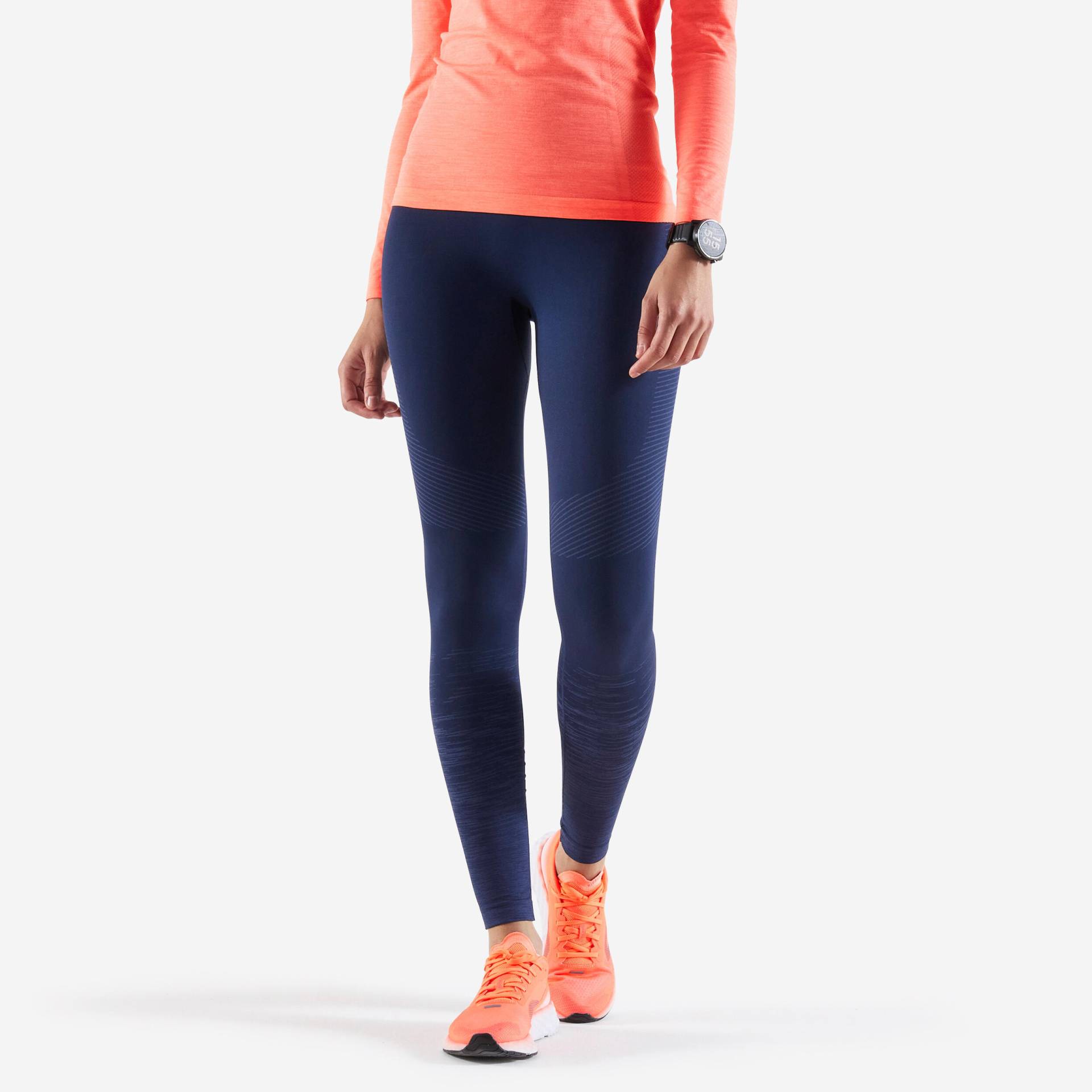 Lauftights lang Damen nahtlos - Care dunkelblau Lauftights lang Damen nahtlos - Care dunkelblau von Kiprun
