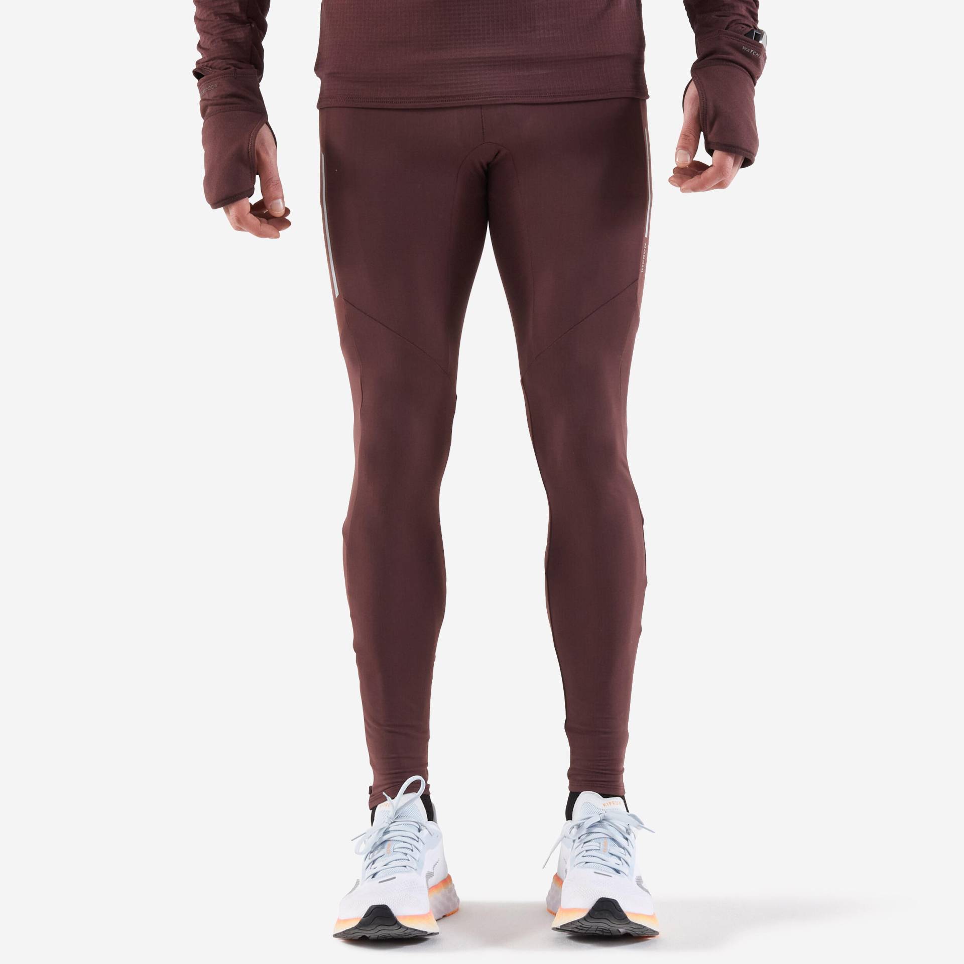 Lauftights lang Herren warm bordeaux von Kiprun